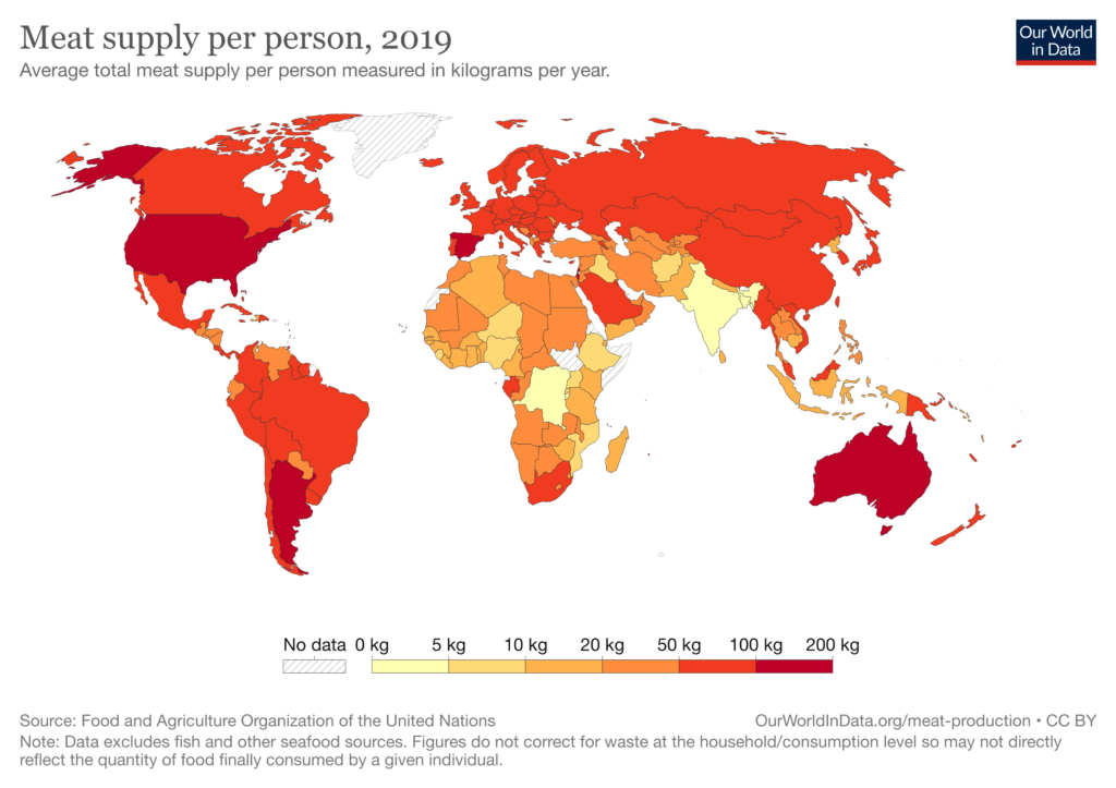 Which countries eat the most meat? どこの国が肉類を一番消費しているのか？ベジタリアン・ヴィーガンダイエット